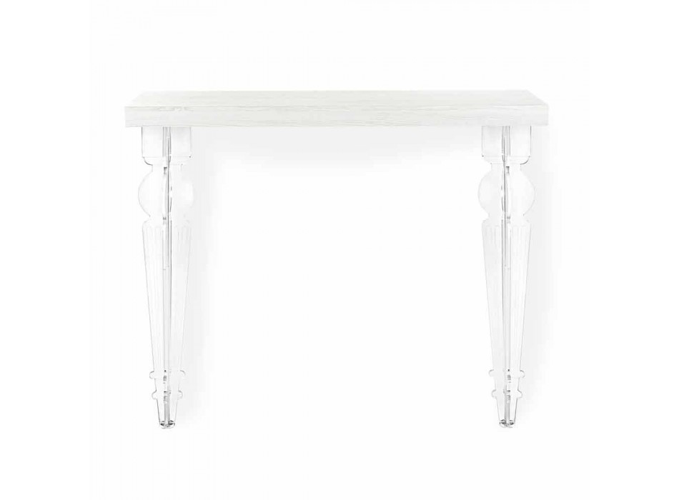Wall Console Table in Gray White Wood or Corten and Plexiglass - Leopardi Viadurini