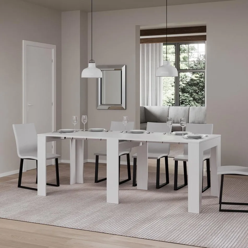 Extendable Console to 181 cm in Melamine Essence Made in Italy - Castello Viadurini