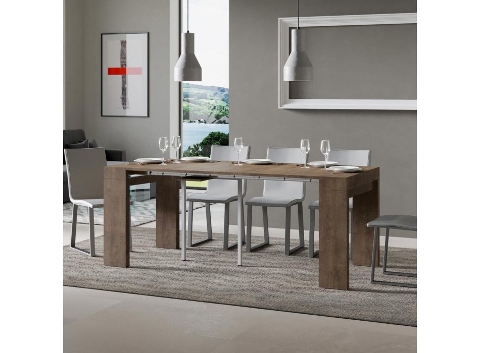 Extendable Console to 300 cm with 2-Legged Support Made in Italy - Phantom Viadurini