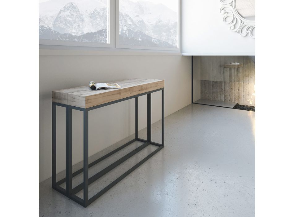 Console Extendable to 300 cm with modern Anthracite Frame Made in Italy - Carriage  Viadurini