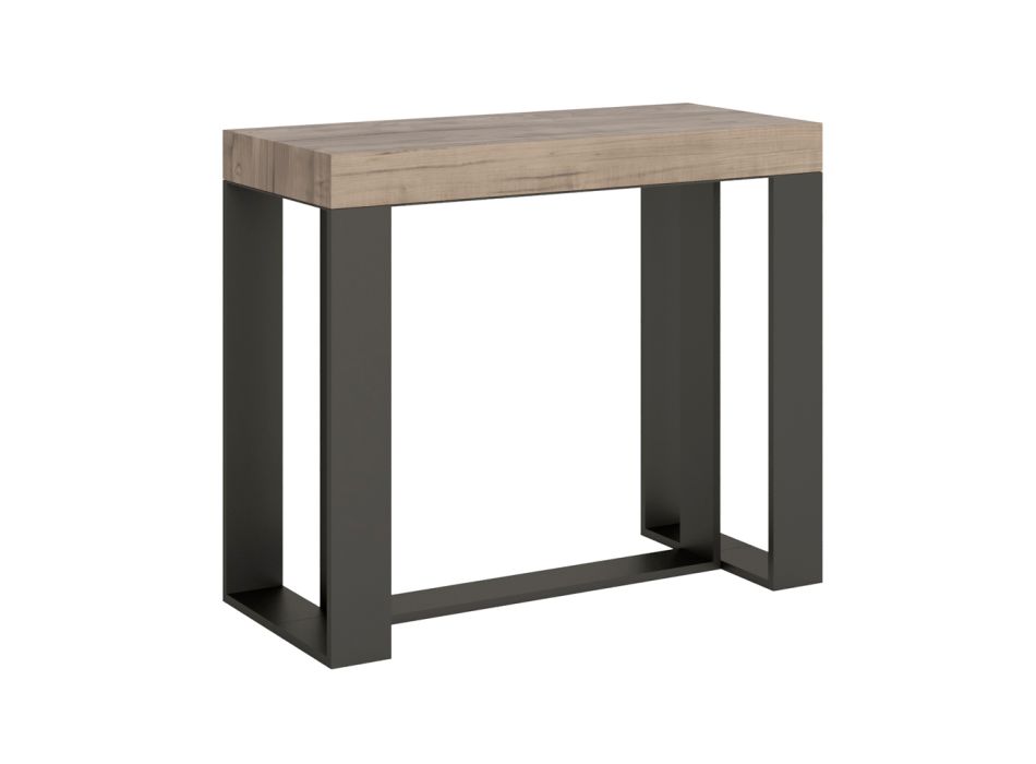 Extendable Console to 300 cm in Wood with Anthracite Frame Made in Italy - Potion Viadurini