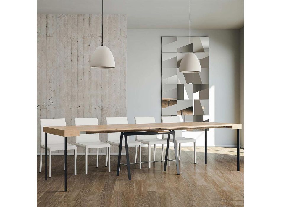 Extendable Console to 300 cm in Wood with Different Finishes Made in Italy - Cavaliere Viadurini