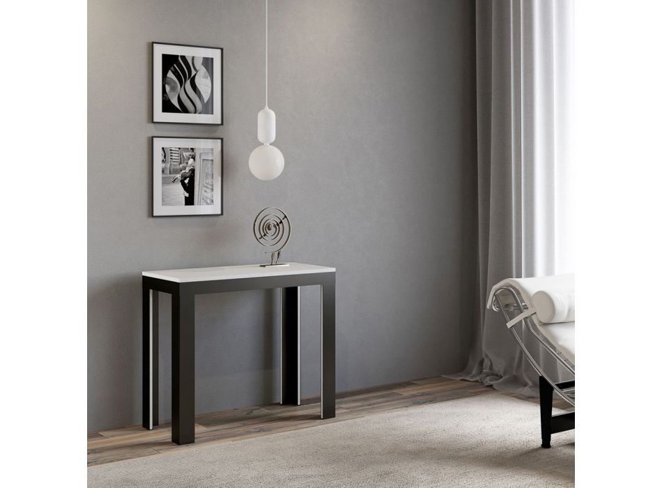Extendable Console to 300 cm in Wood and Iron Frame Made in Italy - Parchment Viadurini