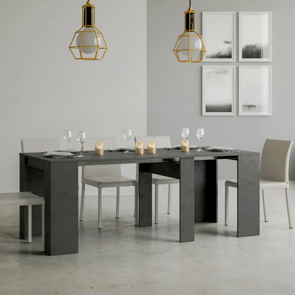 Extendable Console to 308 cm with Central Support Made in Italy - Oracle Viadurini