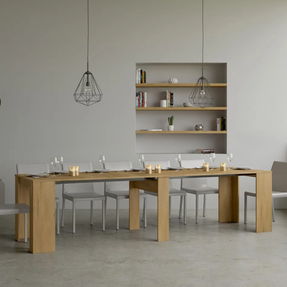 Extendable Console to 308 cm with Central Support Made in Italy - Oracle Viadurini