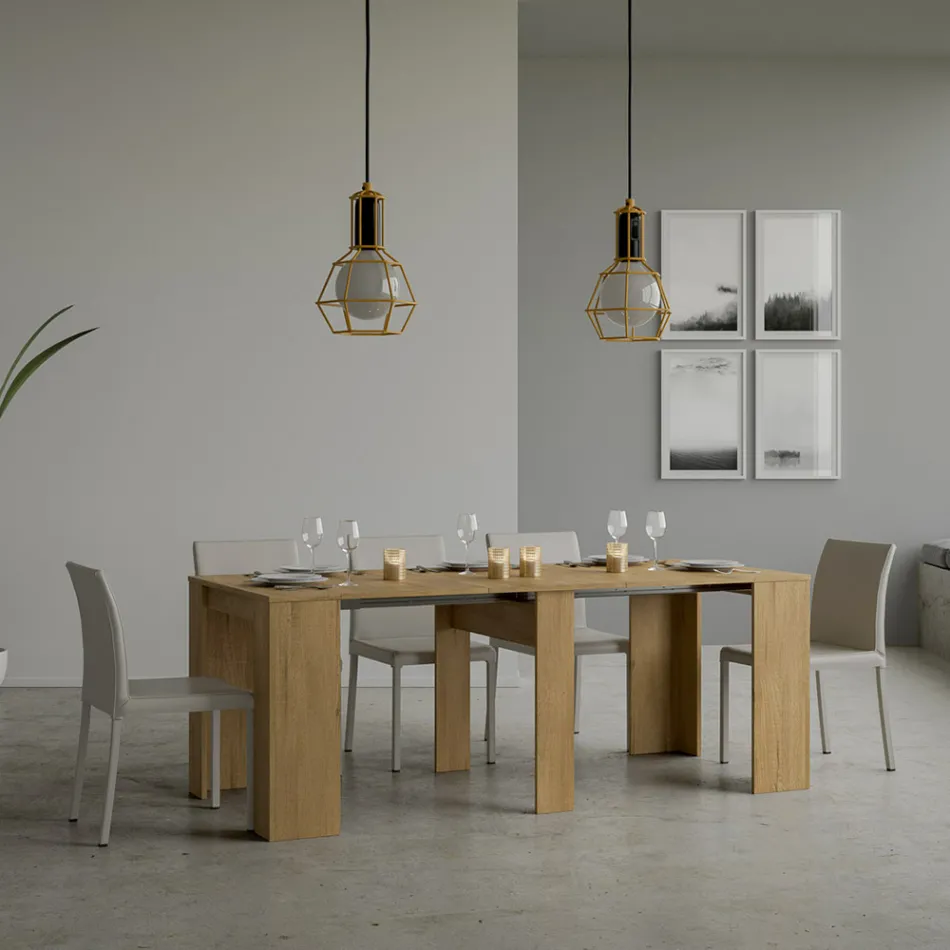 Extendable Console to 308 cm with Central Support Made in Italy - Oracle Viadurini