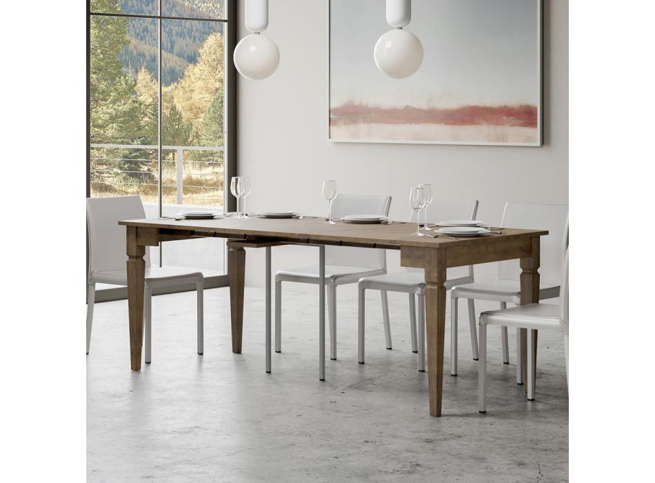 Extendable Console with Solid Beech Wood Legs Made in Italy - Fiaba Viadurini