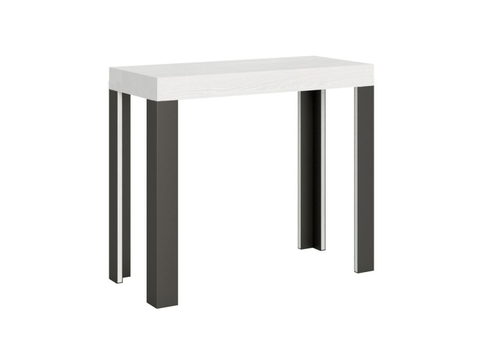 Extendable Console with Wooden Top and Iron Frame Made in Italy - Legend Viadurini