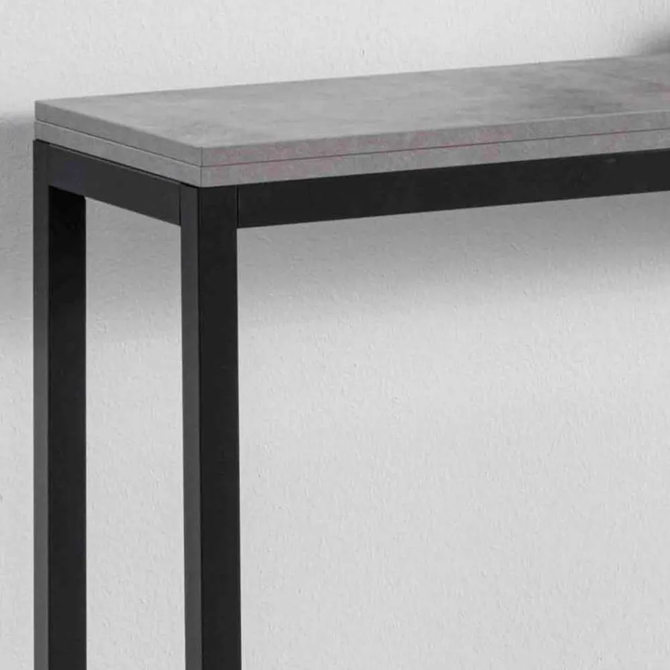 Extendable Console with Top in Melamine and Base in Painted Metal - Adino Viadurini