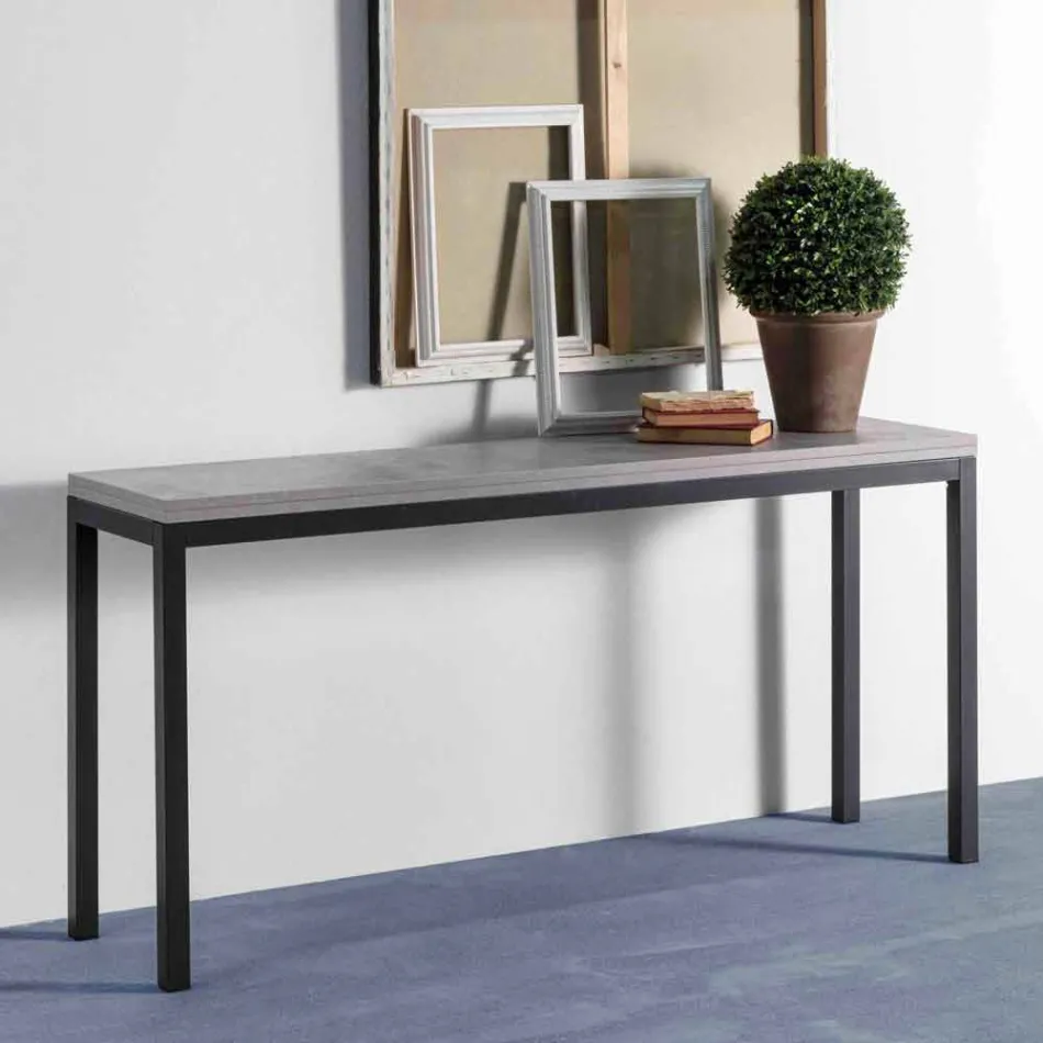 Extendable Console with Top in Melamine and Base in Painted Metal - Adino Viadurini
