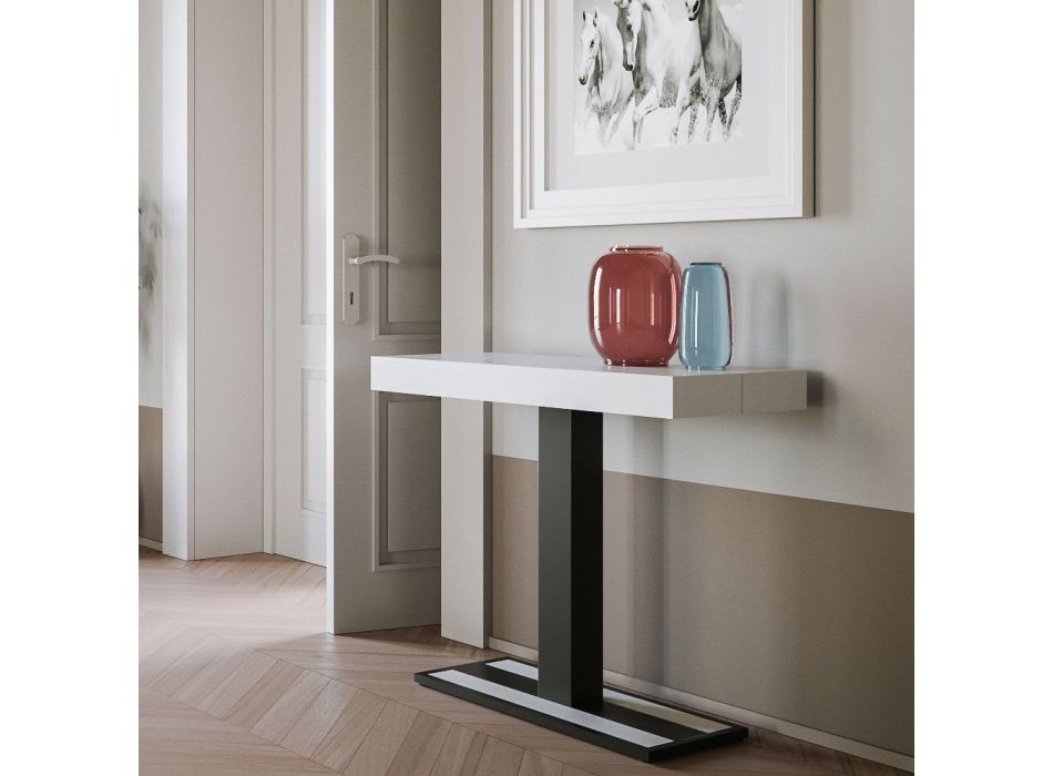 Extendable Console with Anthracite Iron Structure Made in Italy - Elfo Viadurini