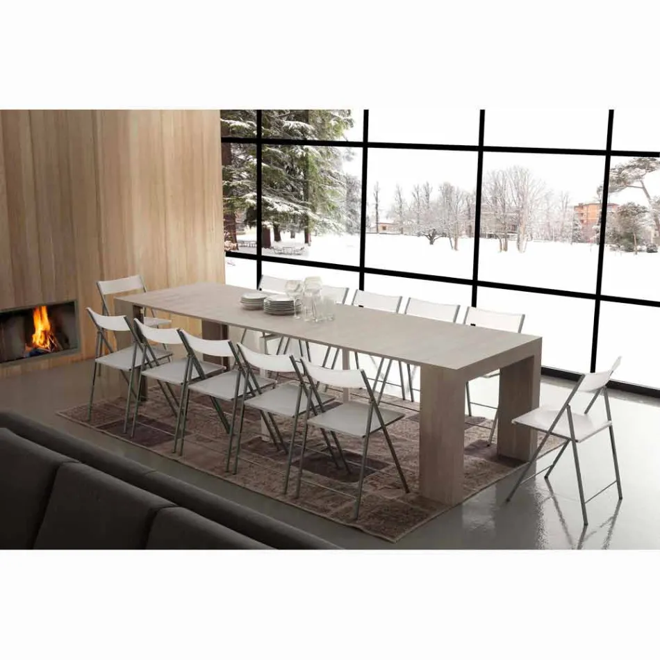 Extendable console up to 295 cm in Uri folding melamine Viadurini