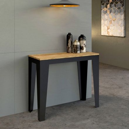 Extendable Console up to 300 cm in Made in Italy Wooden Microparticles – Flamber Viadurini