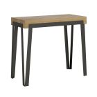 Extendable Console in Wood and Anthracite Iron Frame Made in Italy - Hero Viadurini