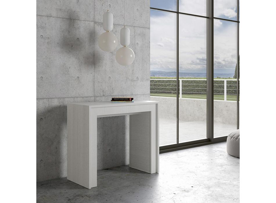 Extendable Console in Melamine of Wooden Microparticles Made in Italy - Strega Viadurini