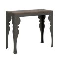 Modern Extendable Console in Anthracite Wood and Metal Made in Italy - Sassone