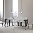 Modern Extendable Console in Anthracite Wood and Metal Made in Italy - Sassone Viadurini