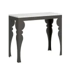 Modern Extendable Console in Anthracite Wood and Metal Made in Italy - Sassone Viadurini