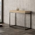 Extendable Minimal Style Console in Wood and Iron Made in Italy - Flame
