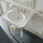 65 cm Ceramic Bathroom Console Vintage with Metal Feet Made in Italy Nausica Viadurini