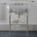 65 cm Ceramic Bathroom Console Vintage with Metal Feet Made in Italy Nausica