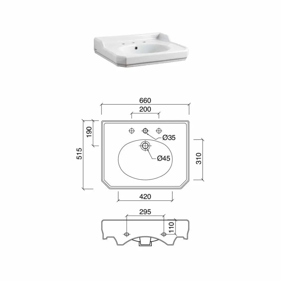 65 cm Ceramic Bathroom Console with Metal Feet Made in Italy Nausica Viadurini