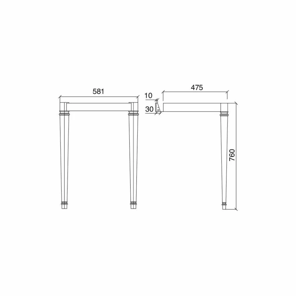 65 cm Ceramic Bathroom Console with Metal Feet Made in Italy Nausica Viadurini