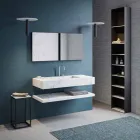 Bathroom Console Integrated Washbasin and Suspended Shelf in Gres 4 Finishes - Rampina Viadurini