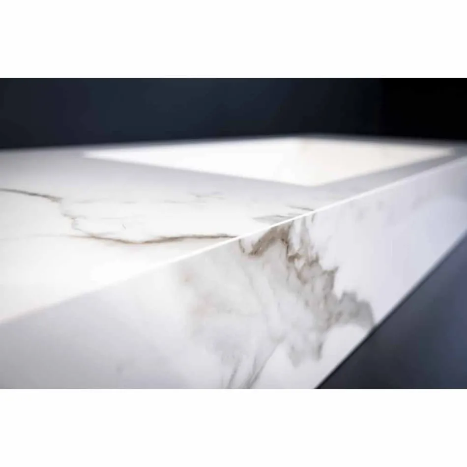 Bathroom Console Integrated Washbasin and Suspended Shelf in Gres 4 Finishes - Rampina Viadurini