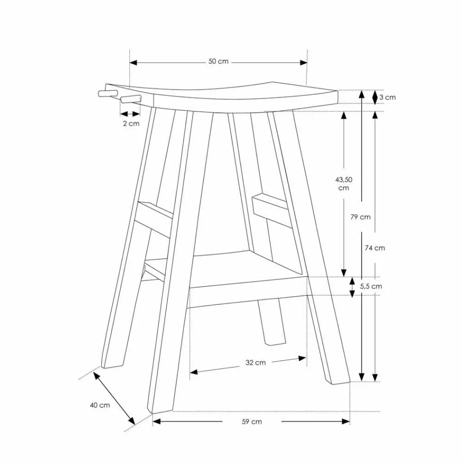Modern Bathroom Console in Natural Teak Wood with Side Hooks - Zacary Viadurini