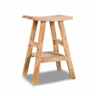 Modern Bathroom Console in Natural Teak Wood with Side Hooks - Zacary Viadurini