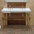 Bathroom Console Vintage L 135 cm with Double Bowl in Ceramic with Feet - Nausica