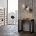 Console with Book Opening in Anthracite Wood and Steel Made in Italy - Spada