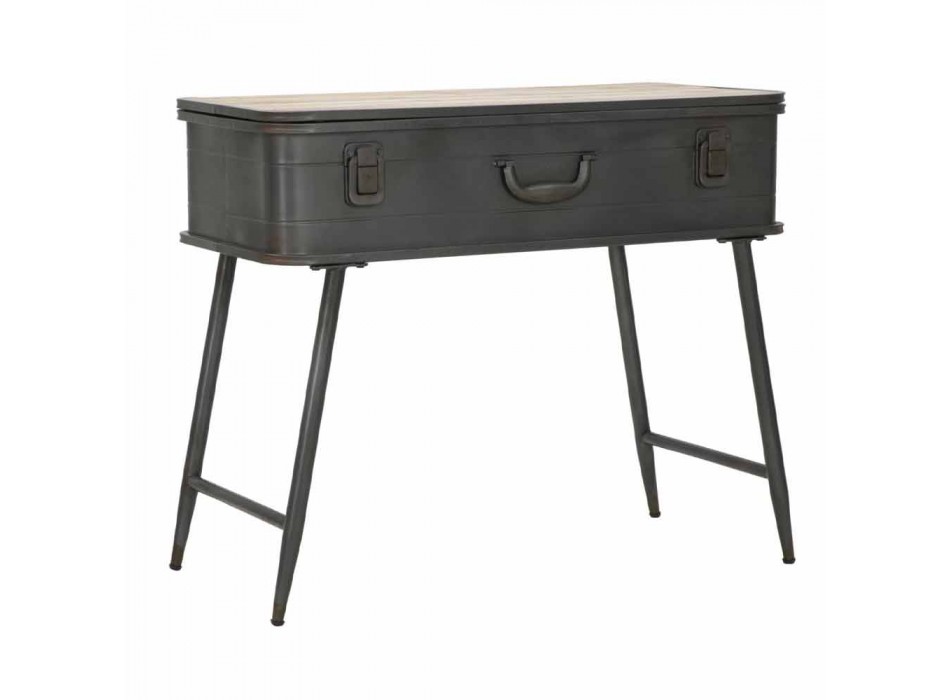 Console with Modern Design Container in Iron and Wood - Gomes Viadurini