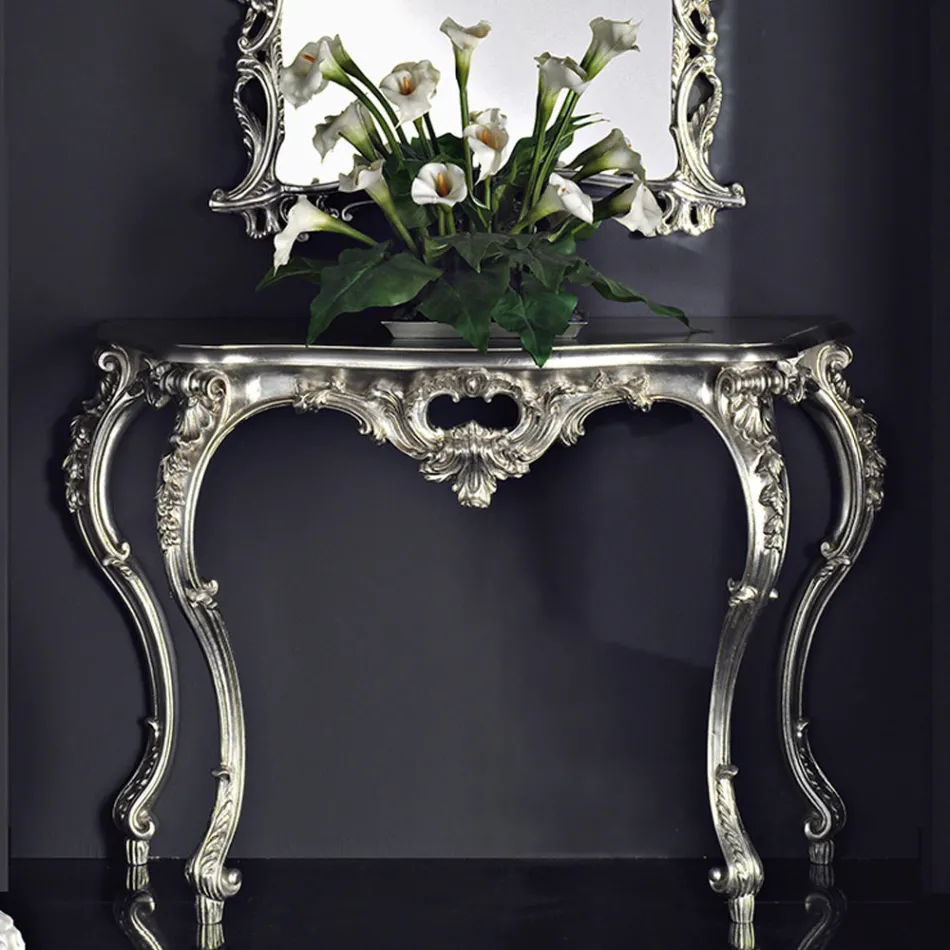 Console table with MDF panel and decorations in multiple colors made in Italy Giacomo Viadurini