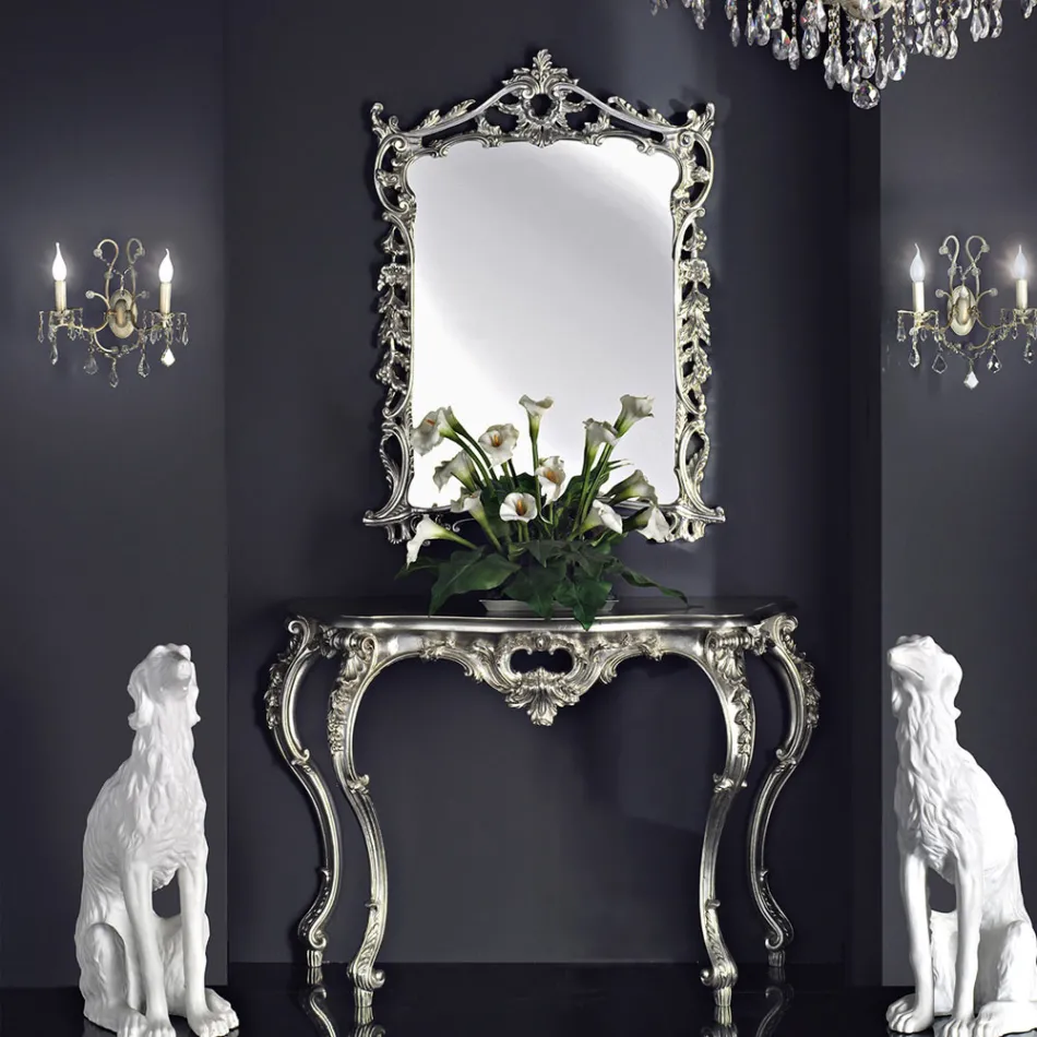 Console table with MDF panel and decorations in multiple colors made in Italy Giacomo Viadurini