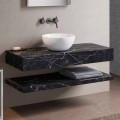 Composition 3 Suspended Bathroom Furniture in Porcelain Stoneware Made in Italy - Ramina