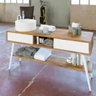 Modern design bathroom console table in Pistoia natural teak Viadurini