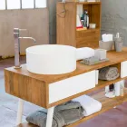 Modern design bathroom console table in Pistoia natural teak Viadurini