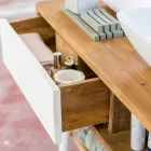 Modern design bathroom console table in Pistoia natural teak Viadurini