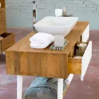 Modern design bathroom console table in Pistoia natural teak Viadurini