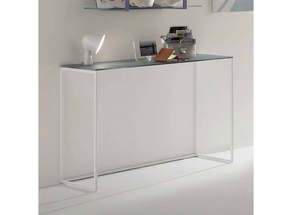 Metal Living Room Console with Crystal Top Made in Italy - Iridio Viadurini