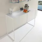 Metal Living Room Console with Crystal Top Made in Italy - Iridio Viadurini