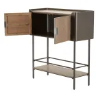 Living Room Console in Fir Wood and Gray Iron with 2 Doors - Cooper Viadurini
