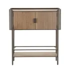Living Room Console in Fir Wood and Gray Iron with 2 Doors - Cooper Viadurini