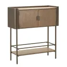 Living Room Console in Fir Wood and Gray Iron with 2 Doors - Cooper Viadurini