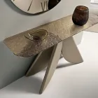 Living Room Console Table in Metal with Back-Silvered Hammered Glass Top - Cristina Viadurini