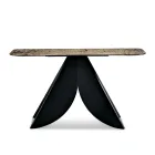 Living Room Console Table in Metal with Back-Silvered Hammered Glass Top - Cristina Viadurini