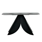 Living Room Console Table in Metal with Back-Silvered Hammered Glass Top - Cristina Viadurini