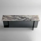 Design Console with Marble Top and Glass Base Made in Italy - Molino Viadurini